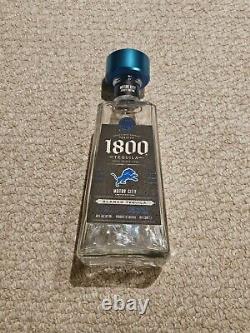 Limited Edition Detroit Lions 1800 Tequila Bottle Motor City Jersey Empty Blue