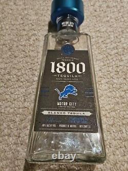 Limited Edition Detroit Lions 1800 Tequila Bottle Motor City Jersey Empty Blue