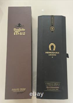 Lot 5 HERRADURA LEGEND TEQUILA ANEJO&DON JULIO Empty Collectors Bottle With Box