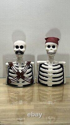 Lot Of 2 PERFECT CONDITION Skelly Azulejos Blanco Tequila EMPTY Skeleton Liquor