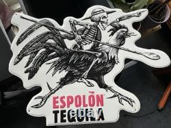 Lot of 12 Espolon Tequila Metal Bar Signs 20x15 Skeleton Rooster Man Cave