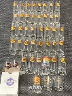 Lot of 40 Hard Rock Cafe Shot Glass Barware Bar Whiskey Tequila Beach Collection