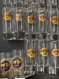 Lot of 40 Hard Rock Cafe Shot Glass Barware Bar Whiskey Tequila Beach Collection