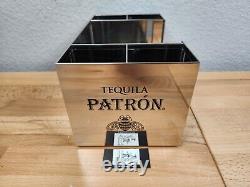 Lot of 4 Patron Tequila Bright Stainless Steel Napkin Caddy Bar Organizer Holder