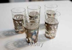 Lot of 5 Vintage 925 Sterling Tequila Shot Mexican Sterling 925 Floral Cutout