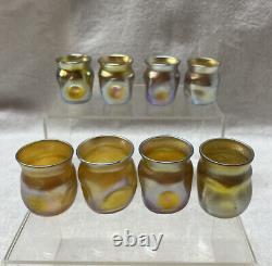 Louis Comfort Tiffany Favrile Set of 8 Gold Shot Glasses