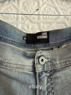 Love Moschino Tequila Bum Bum Jeans-Denim-Blue-Distressed Size 42