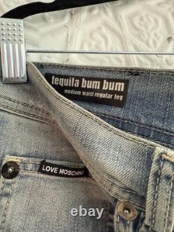 Love Moschino Tequila Bum Bum Jeans-Denim-Blue-Distressed Size 42