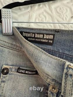 Love Moschino Tequila Bum Bum Jeans-Denim-Blue-Distressed Size 42