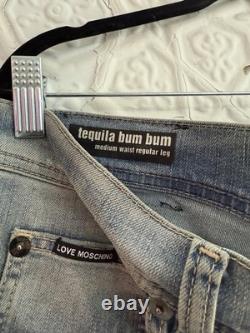 Love Moschino Tequila Bum Bum Jeans-Denim-Blue-Distressed Size 42