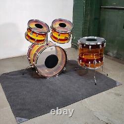 Ludwig Early 1970's Vistalite 4 Piece Drum Set Pattern B (Tequila) 22/12/13/16