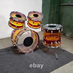 Ludwig Early 1970's Vistalite 4 Piece Drum Set Pattern B (Tequila) 22/12/13/16