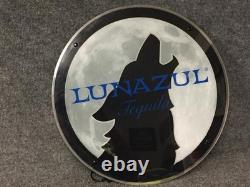 Lunazul Tequila 18 Roung LED Illuminated Lighted Howling Wolf Man Cave Bar Sign