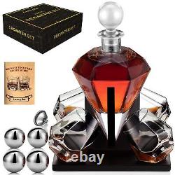 LuxuryBar Whiskey Decanter Set with Glasses 4ChillBall, Tequila Bourbon Decant