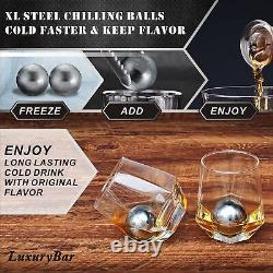 LuxuryBar Whiskey Decanter Set with Glasses 4ChillBall, Tequila Bourbon Decant