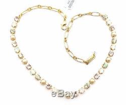 MARIANA Gold Plated Tequila Sunrise White with Silk & Jonquil AB Necklace 2102