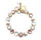 Mariana Tequila Sunrise White & Peach Oval Mosaic Swarovski Gold Bracelet 2102