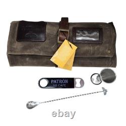 MOORE & GILES Meehan Bar Rollup Waxed Canvas Leather Tequila Patron Mixology