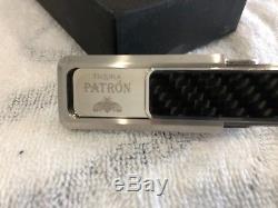 M Clip Stainless Steel Money Black Carbon Fiber Inlay With Patrón Tequila Logo