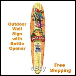 Margaritaville Tequila Wall Decor Surfboard Sign withBottle Opener YellowithOrange