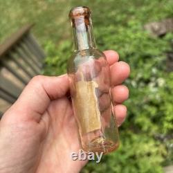 Mariachi Tequila, 1/10pt Empty Hand-Blown Uranium Glass Bottle, Glows RARE