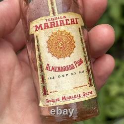 Mariachi Tequila, 1/10pt Empty Hand-Blown Uranium Glass Bottle, Glows RARE
