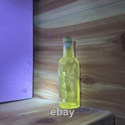 Mariachi Tequila, 1/10pt Empty Hand-Blown Uranium Glass Bottle, Glows RARE