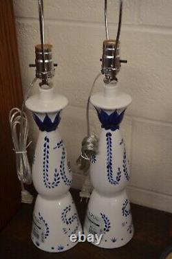 Matched Pair of Repurposed Clase Azul Tequila Bottle Handcrafted Lamps