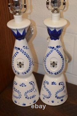 Matched Pair of Repurposed Clase Azul Tequila Bottle Handcrafted Lamps