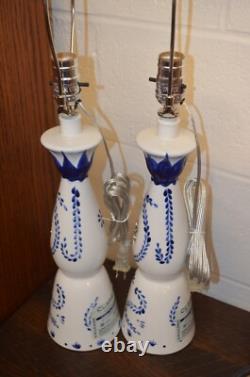 Matched Pair of Repurposed Clase Azul Tequila Bottle Handcrafted Lamps
