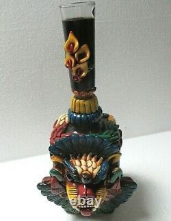 Mexican Aztec Folk Art Teotihuacan Obsidian Stone Tequila Bottle Shot Glass 13