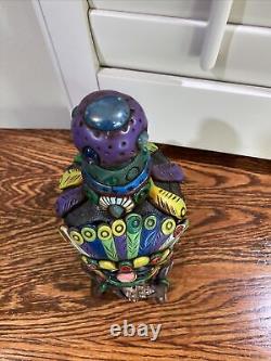 Mexican Aztec Mayan Folk Art Figural Tequila Bottle Medicine Man Feathers Snake