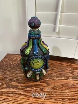 Mexican Aztec Mayan Folk Art Figural Tequila Bottle Medicine Man Feathers Snake
