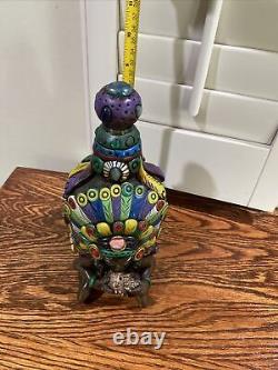 Mexican Aztec Mayan Folk Art Figural Tequila Bottle Medicine Man Feathers Snake