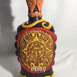 Mexican Aztec Warrior Tequila Bottle Teotihuacan Shot Glass Obsidian Stone Art