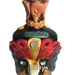 Mexican Aztec Warrior Tequila Bottle Teotihuacan Shot Glass Obsidian Stone Art