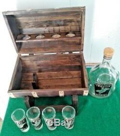 Mexican Barware Tequila Shot Glass Set Wooden barrel 4 shot