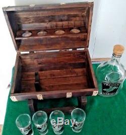 Mexican Barware Tequila Shot Glass Set Wooden barrel 4 shot