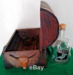 Mexican Barware Tequila Shot Glass Set Wooden barrel 4 shot
