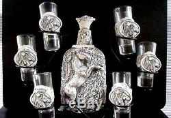 Mexican Bone Western Barware Tequila set 6 shots glass HORSE DESING