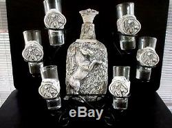 Mexican Bone Western Barware Tequila set 6 shots glass HORSE DESING