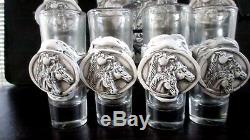 Mexican Bone Western Barware Tequila set 6 shots glass HORSE DESING