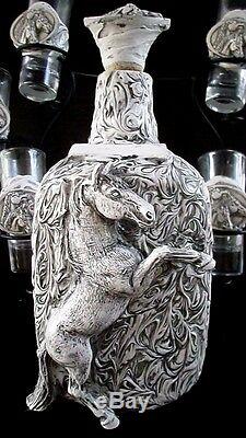 Mexican Bone Western Barware Tequila set 6 shots glass HORSE DESING