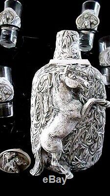 Mexican Bone Western Barware Tequila set 6 shots glass HORSE DESING