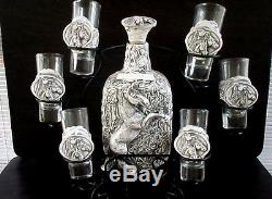 Mexican Bone Western Barware Tequila set 6 shots glass HORSE DESING