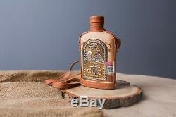 Mexican Descorriado Reposado Empty Tequila Leather Glass Bottle 250 ML Rare