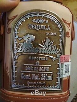 Mexican Descorriado Reposado Empty Tequila Leather Glass Bottle 250 ML Rare