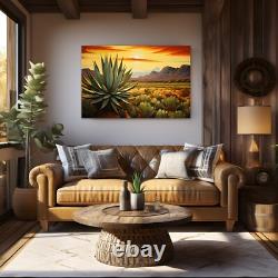 Mexican Desert Agave Painting Print on Canvas Tequila Bar Decor Framed