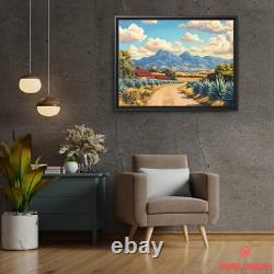 Mexican Landscape with Agave Fields and Mountains Art Print Tequila Poster