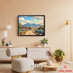 Mexican Landscape with Agave Fields and Mountains Art Print Tequila Poster